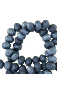 Faceted glass beads 3x2mm disc Matt half black-half antracite